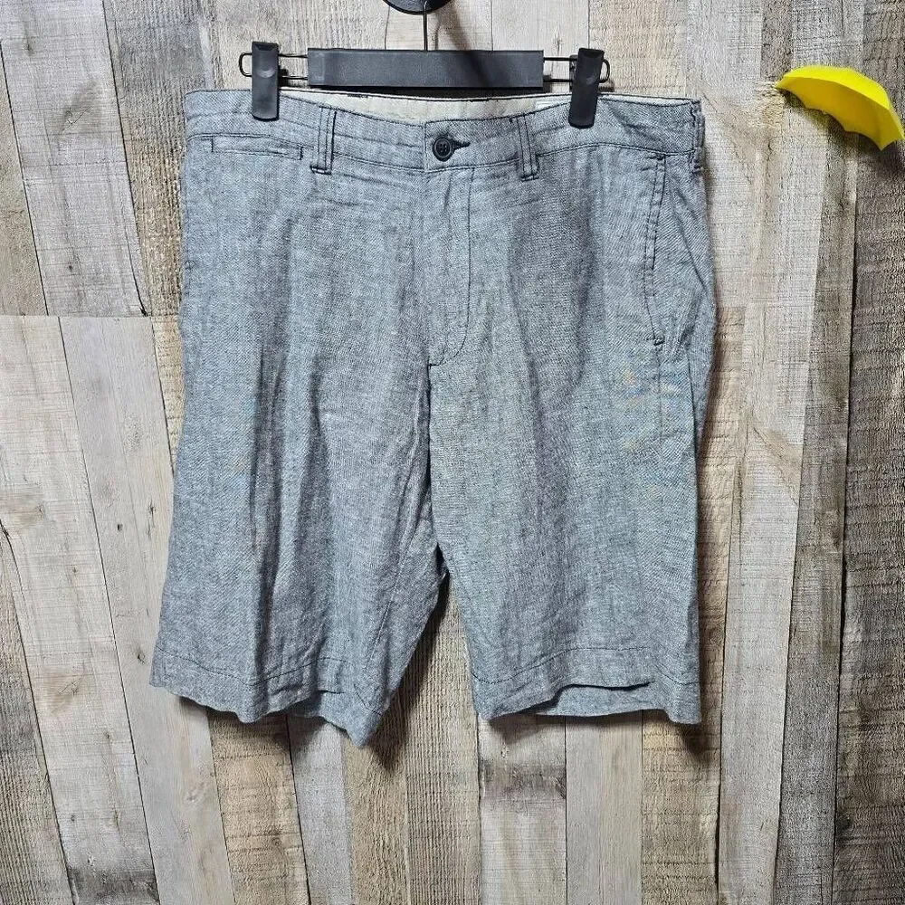 Bruno Washable Linen Blend Grey Shorts Men 34 Classic Fit